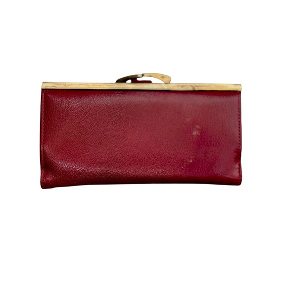 Vintage Golunski Red Larissa Goat Leather Wallet W/ Brass Clasp Made in England - Picture 3 of 4